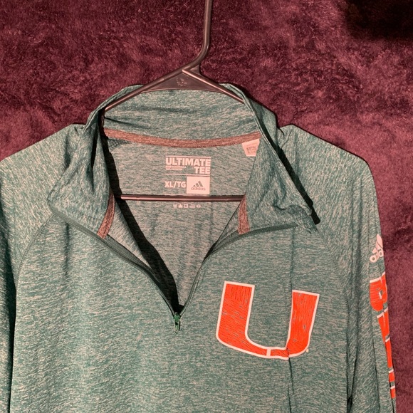 Adidas Miami Hurricanes Lightweight 1/4 ZIP - Picture 1 of 4